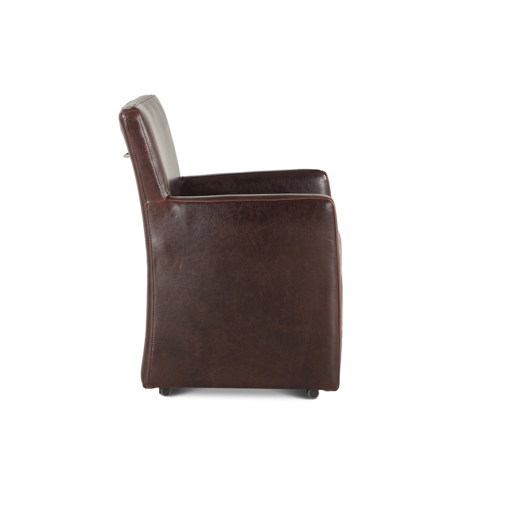 Lily Brown Leather Wheeled Armchair. Picture 3