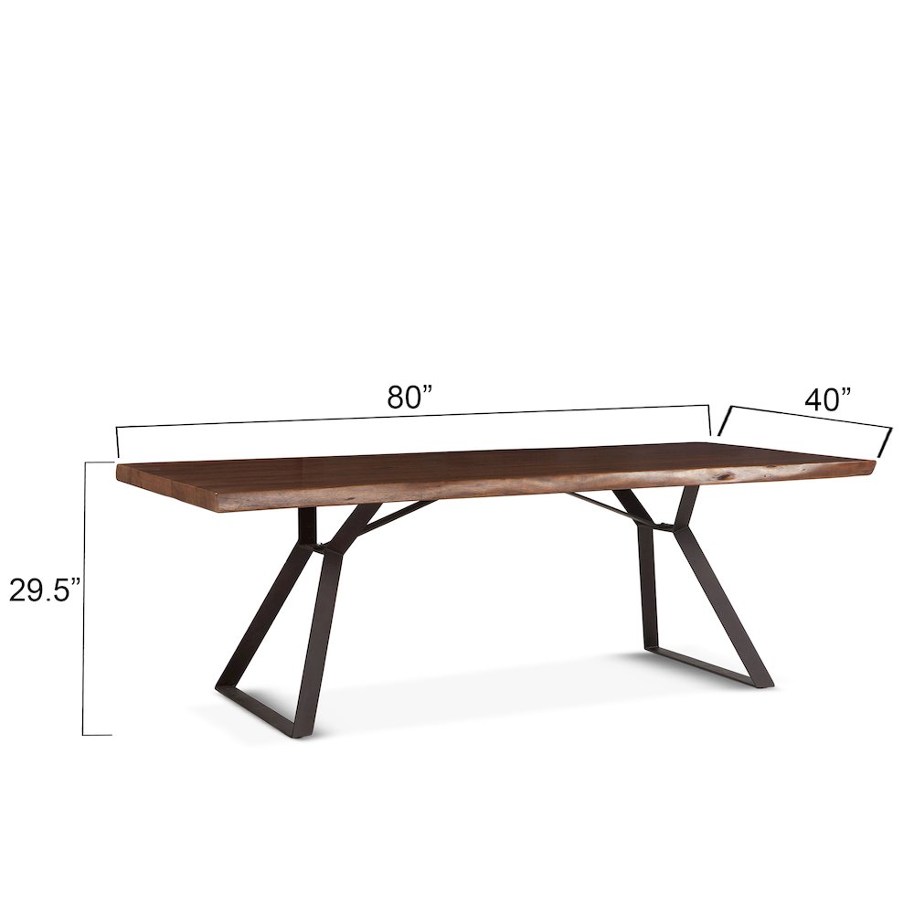 Nottingham 80-Inch Acacia Wood Live Edge Dining Table in Walnut Finish. Picture 4