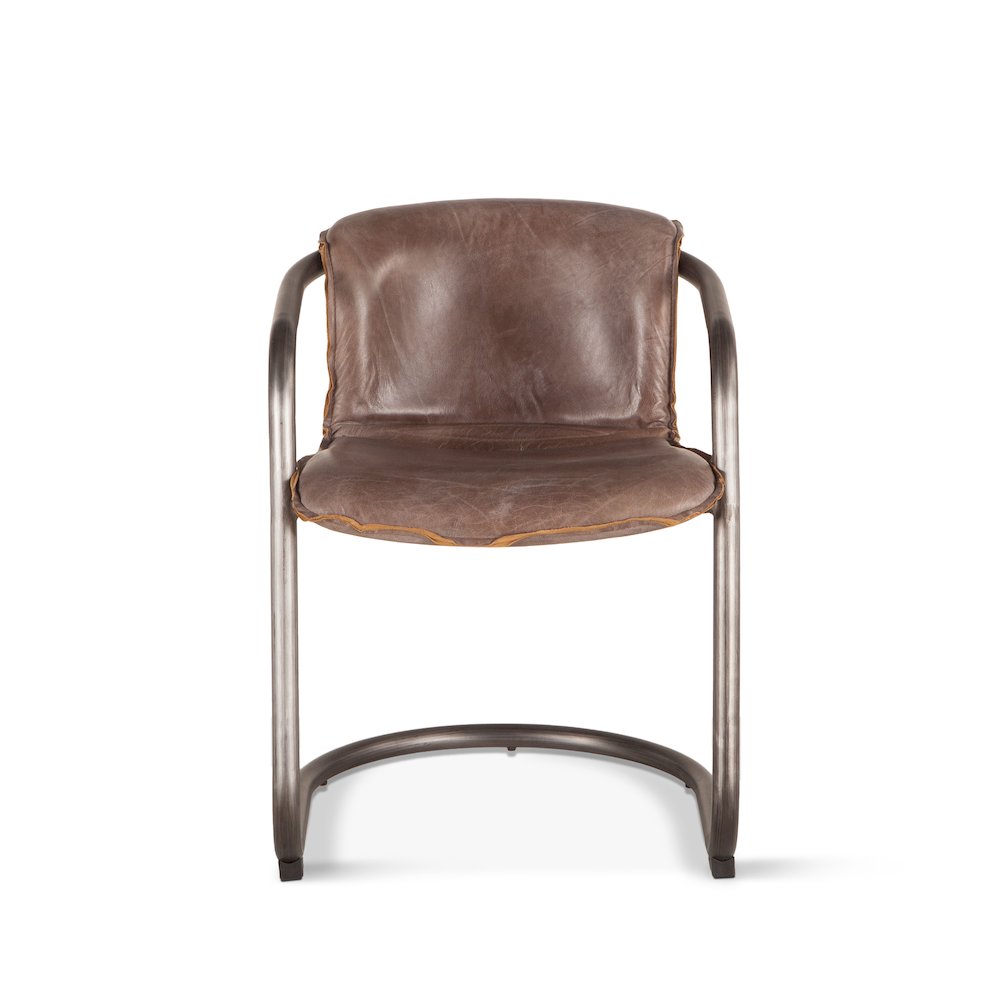 Chiavari Dining Chair in Jet Brown Leather and Steel. Picture 1