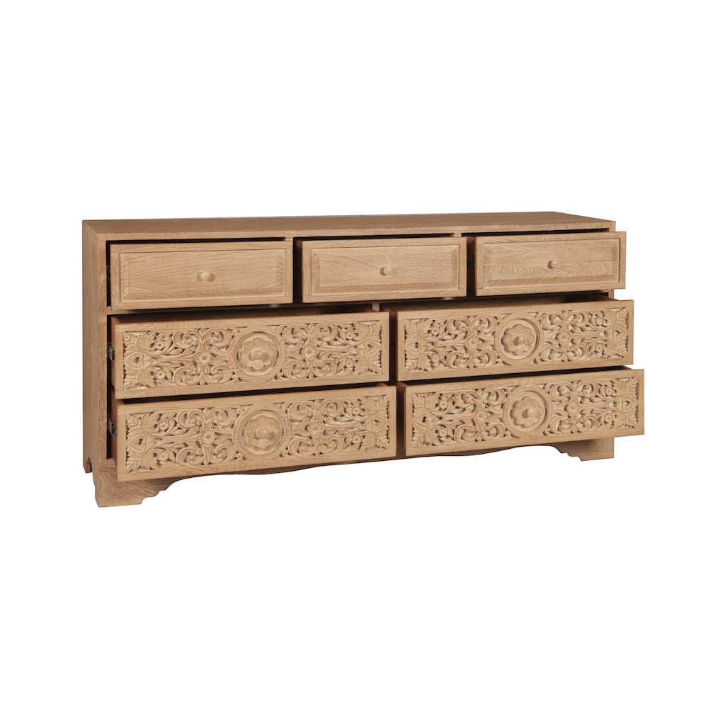 Haveli 71" Dresser with Plinth Base in Whitewash. Picture 3