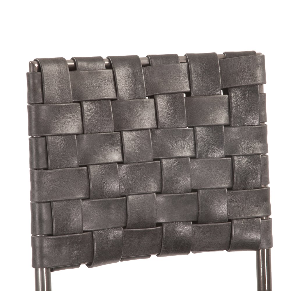 Lund 17in Buffalo Leather and Iron Counter Chair Black. Picture 5