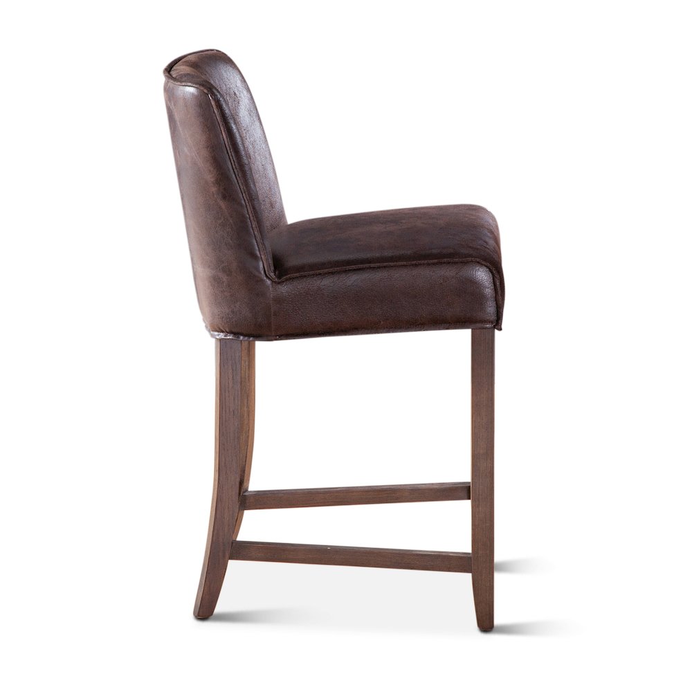 Avery Counter Chair In Dark Brown Leather With Matte Brown Legs. Picture 7