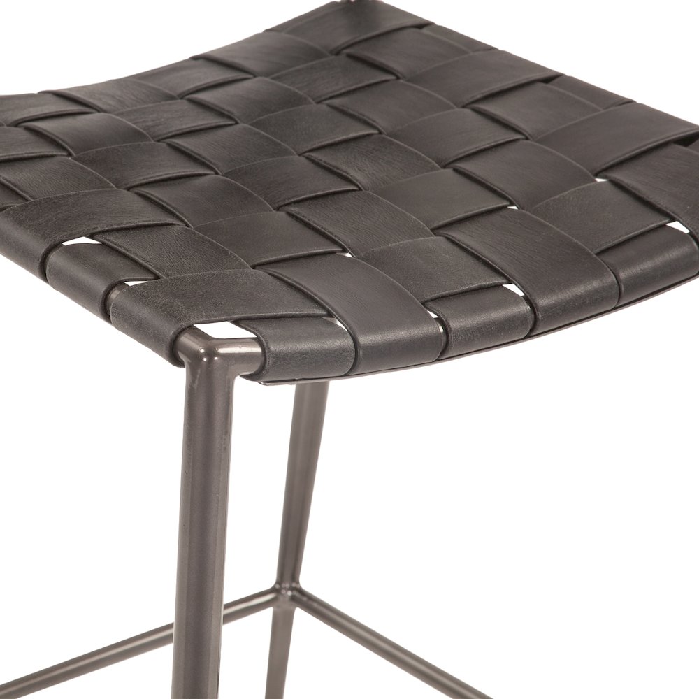 Lund 17in Buffalo Leather and Iron Counter Chair Black. Picture 4