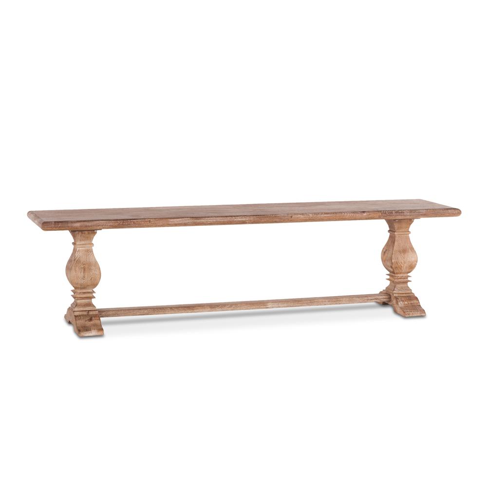 72-Inch Mango Wood Dining Bench in Antique Oak Finish, Belen Kox. Picture 1