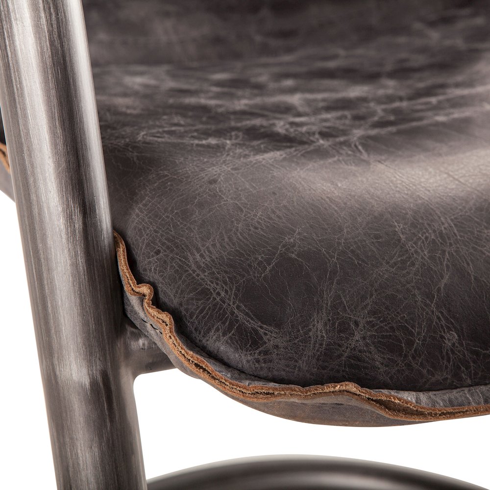 Chiavari Distressed Antique Ebony Leather Dining Chairs - Set Of 2. Picture 3