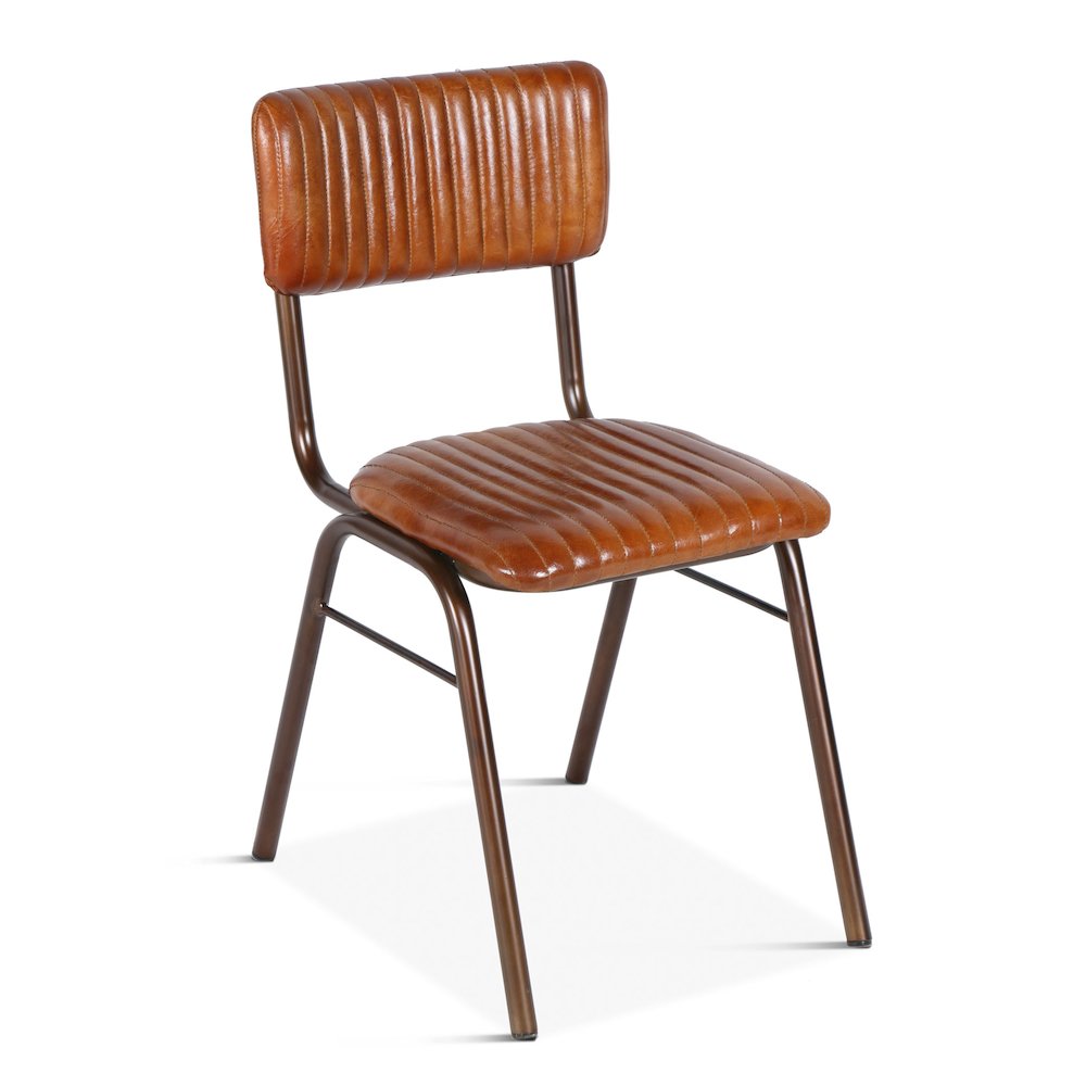 Hudson Dining Chair in Ribbed Leather. Picture 4