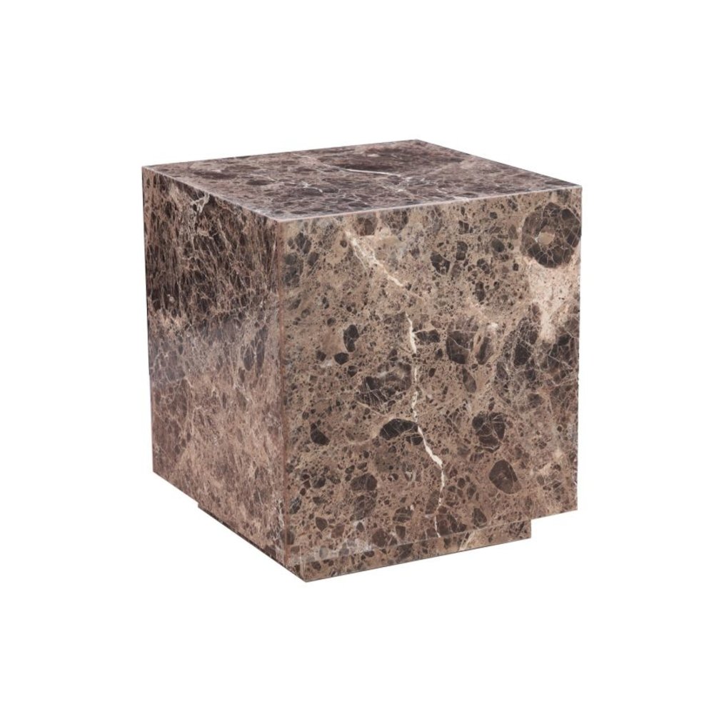 Giza 22" Drum Side Table in Dark Emperador Marble. Picture 1