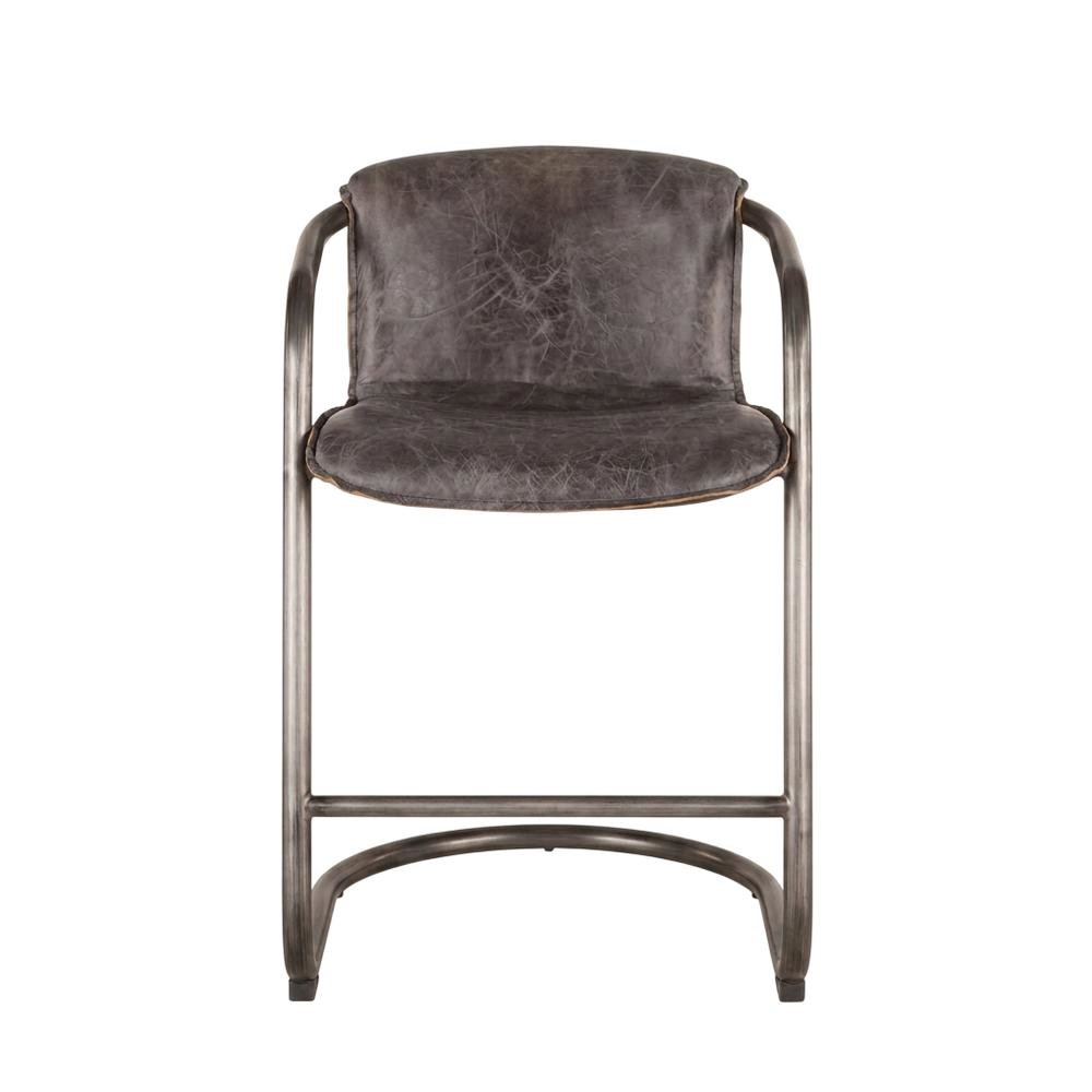 Leather Upholstered Counter Stool with Footrest,Bar Chairs, Brushed Nicel. Picture 1