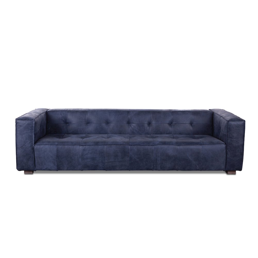 Portia Antique Blue Italian Leather Sofa. Picture 1