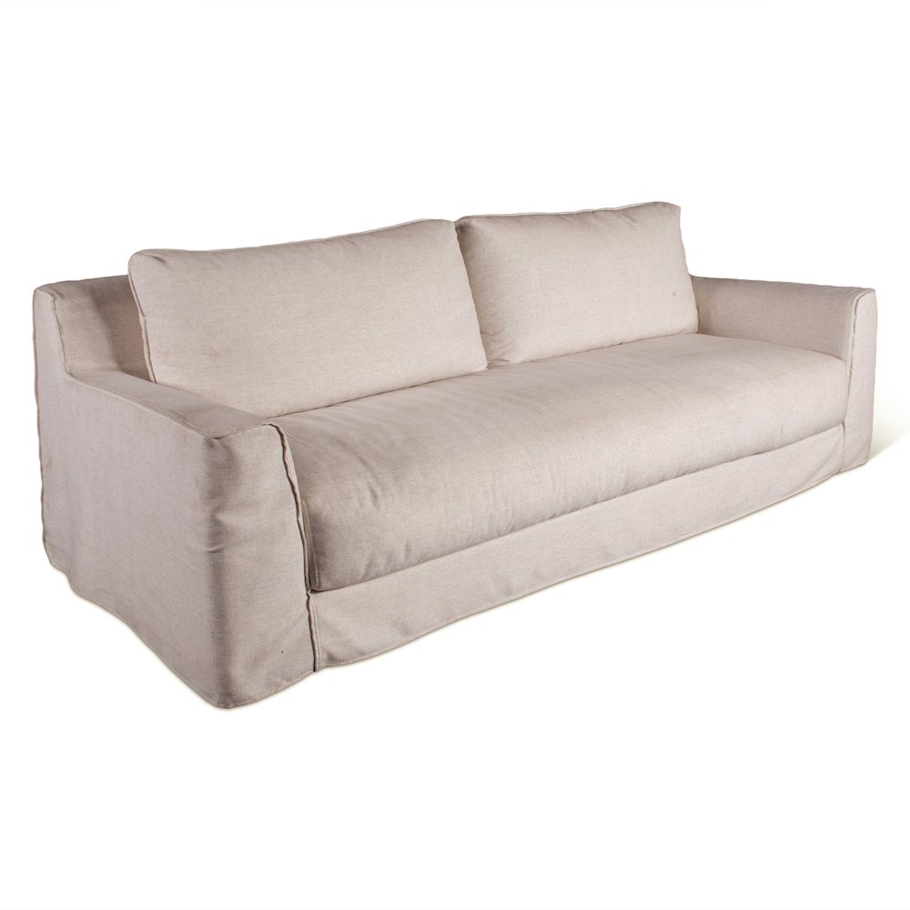 Oliver Sofa in White Linen Slipcover. Picture 2