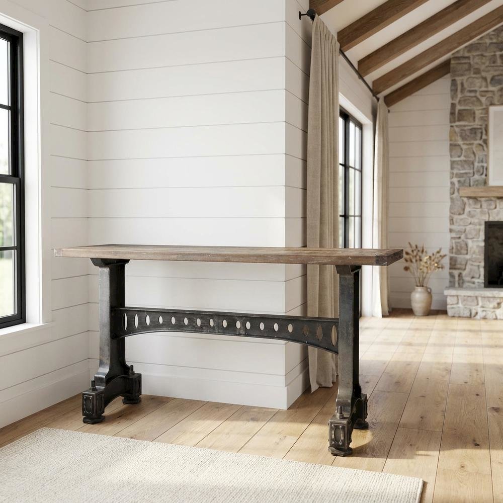Rustic Industrial Console Table, Entryway Accent Table for Living Room,Gray. Picture 2