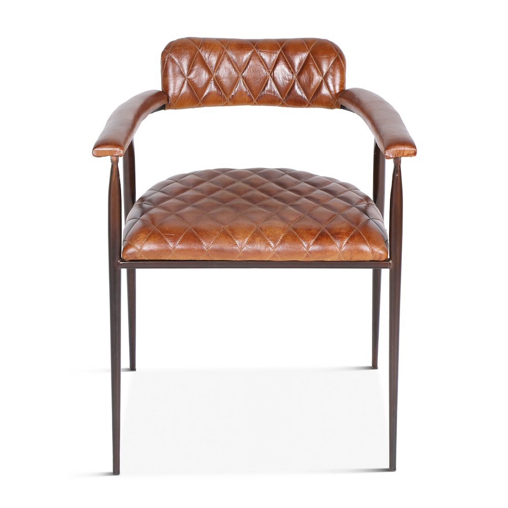 Hudson Armchair in Quilted Leather and Iron. Picture 8