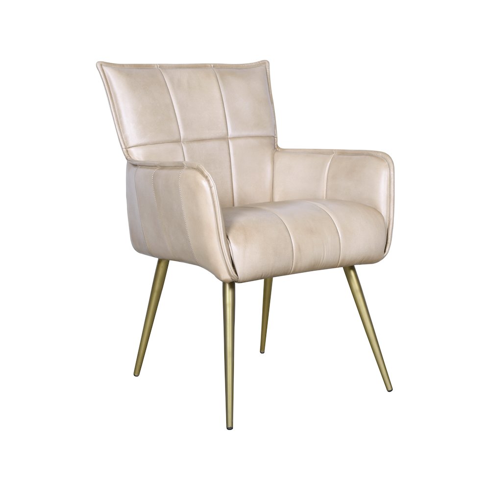Thorpe Surrey Armchair in in Antique Ivory Leather and Gold Legs. Picture 3