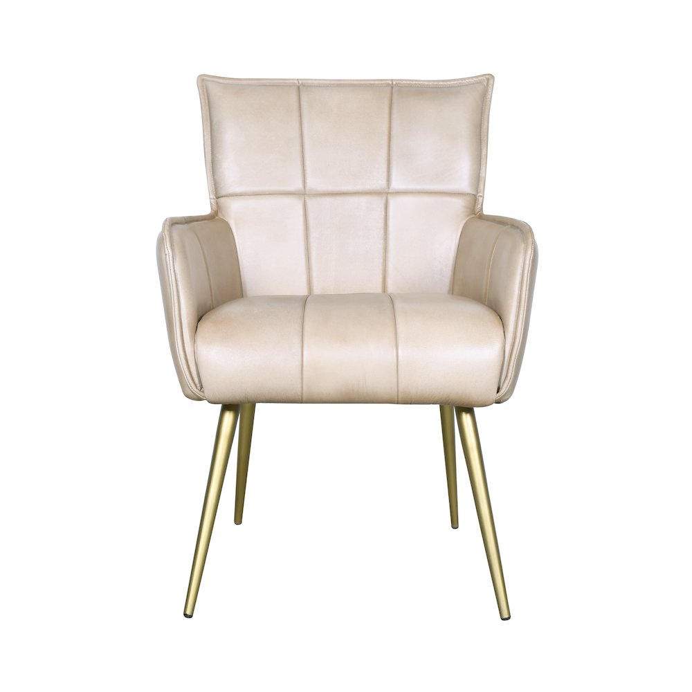 Thorpe Surrey Armchair in in Antique Ivory Leather and Gold Legs. Picture 1