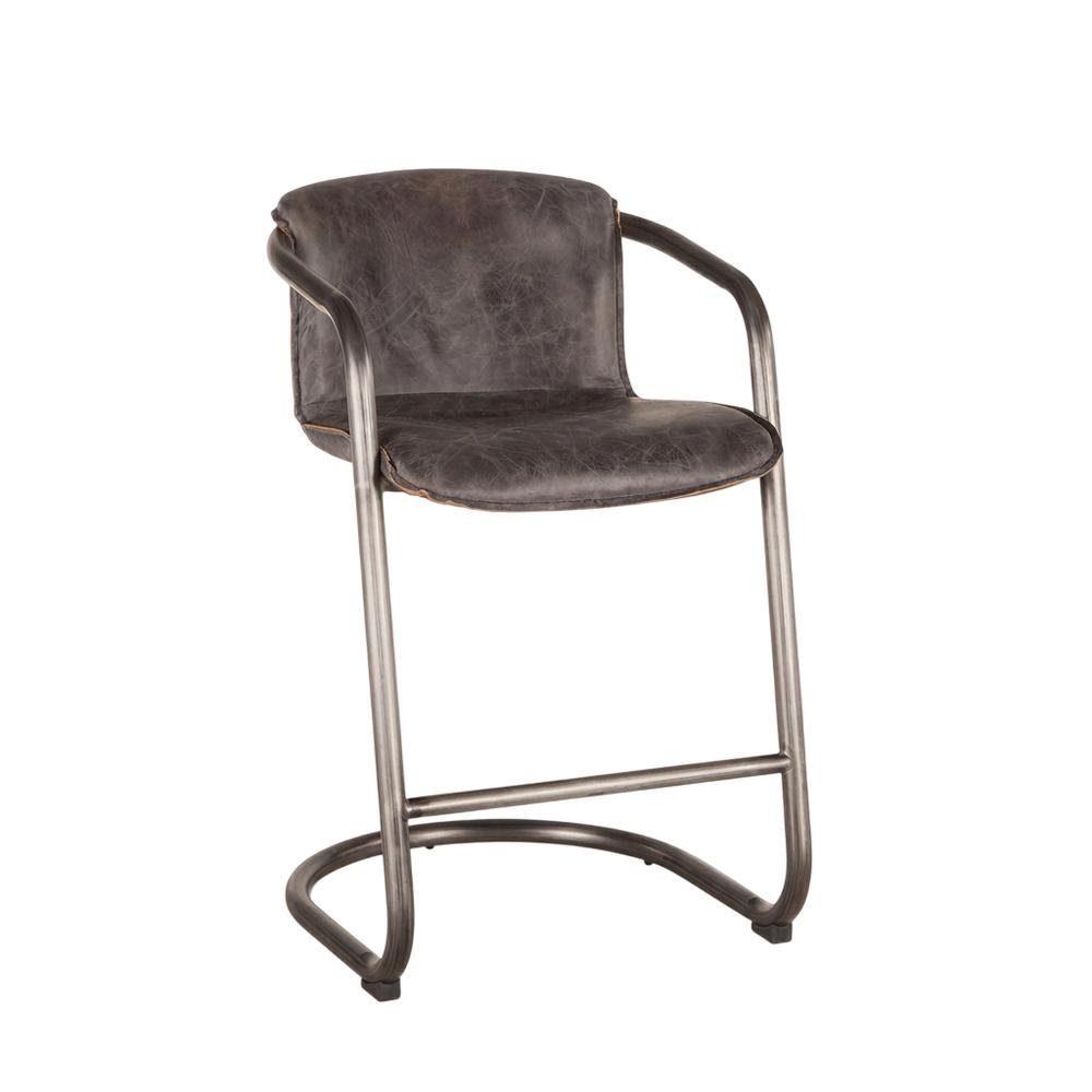 Leather Upholstered Counter Stool with Footrest,Bar Chairs, Brushed Nicel. Picture 5