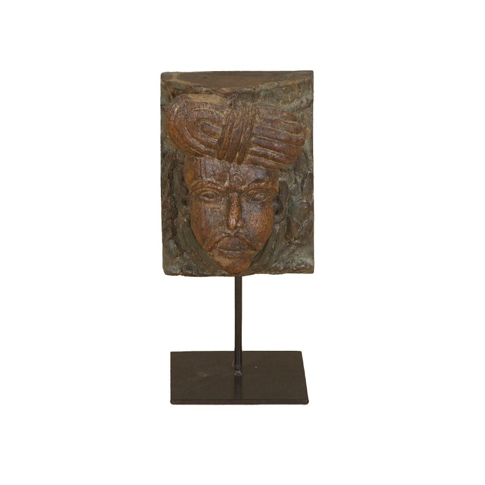 Curio Tribesman Head on Iron Stand. Picture 1