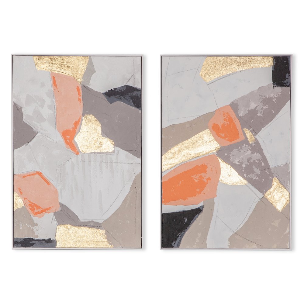 Muted Mosaic 1 Hand Painted Framed Diptych. Picture 2