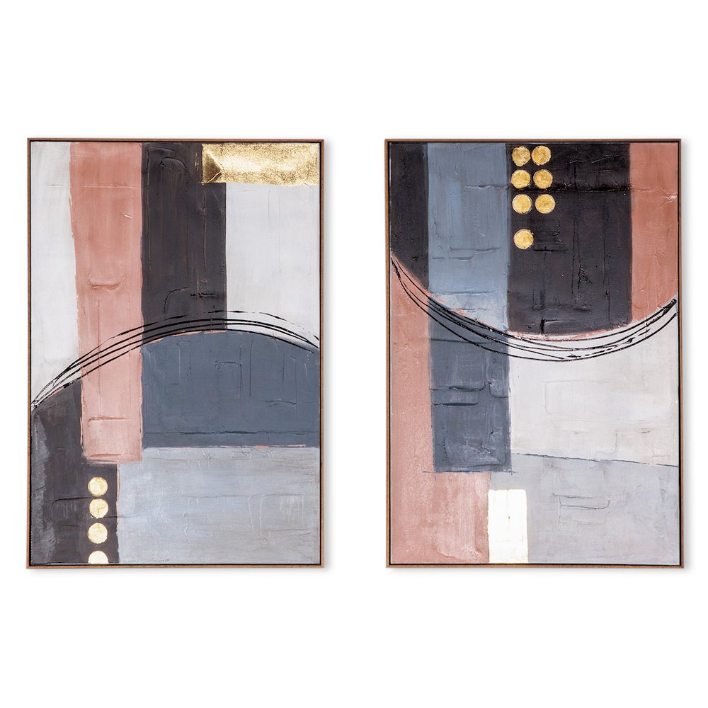 Abstract Horizons Hand Painted Framed Diptych. Picture 1