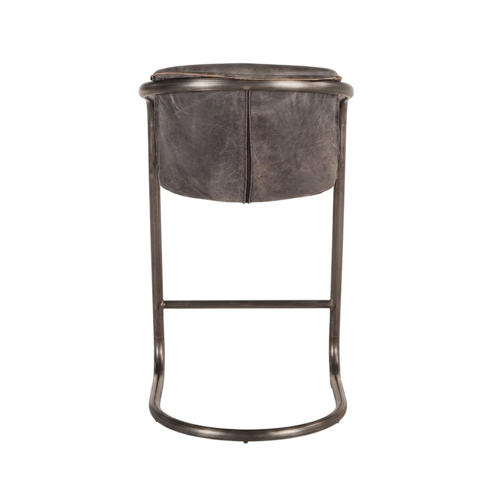 Leather Upholstered Counter Stool with Footrest,Bar Chairs, Brushed Nicel. Picture 6