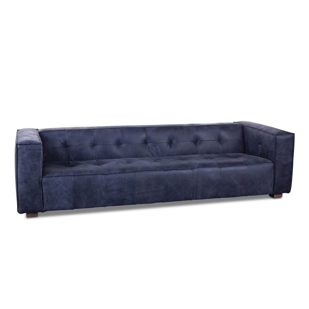 Portia Antique Blue Italian Leather Sofa. Picture 5