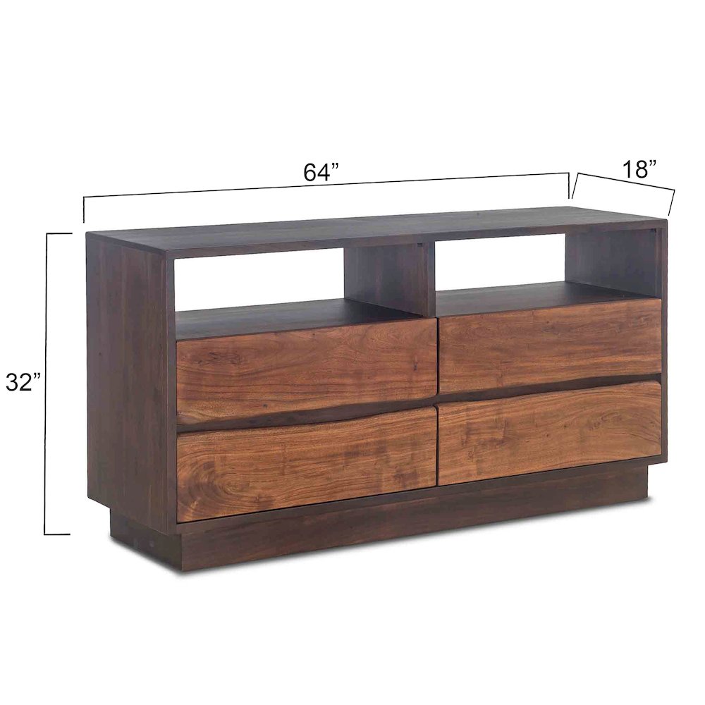 Palermo 64-Inch Acacia Wood Live Edge Dresser in Raw Walnut Finish. Picture 2