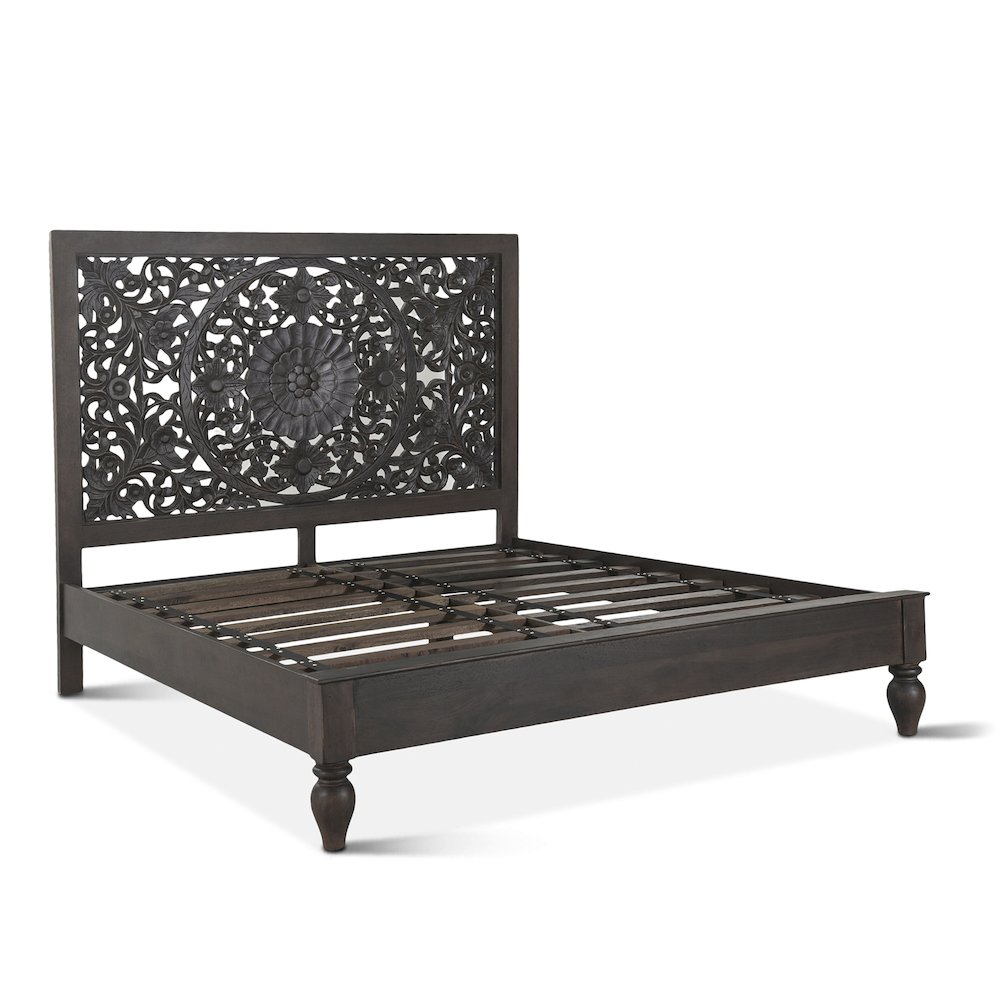 Haveli Vintage Brown Mango Wood King Bed. Picture 5
