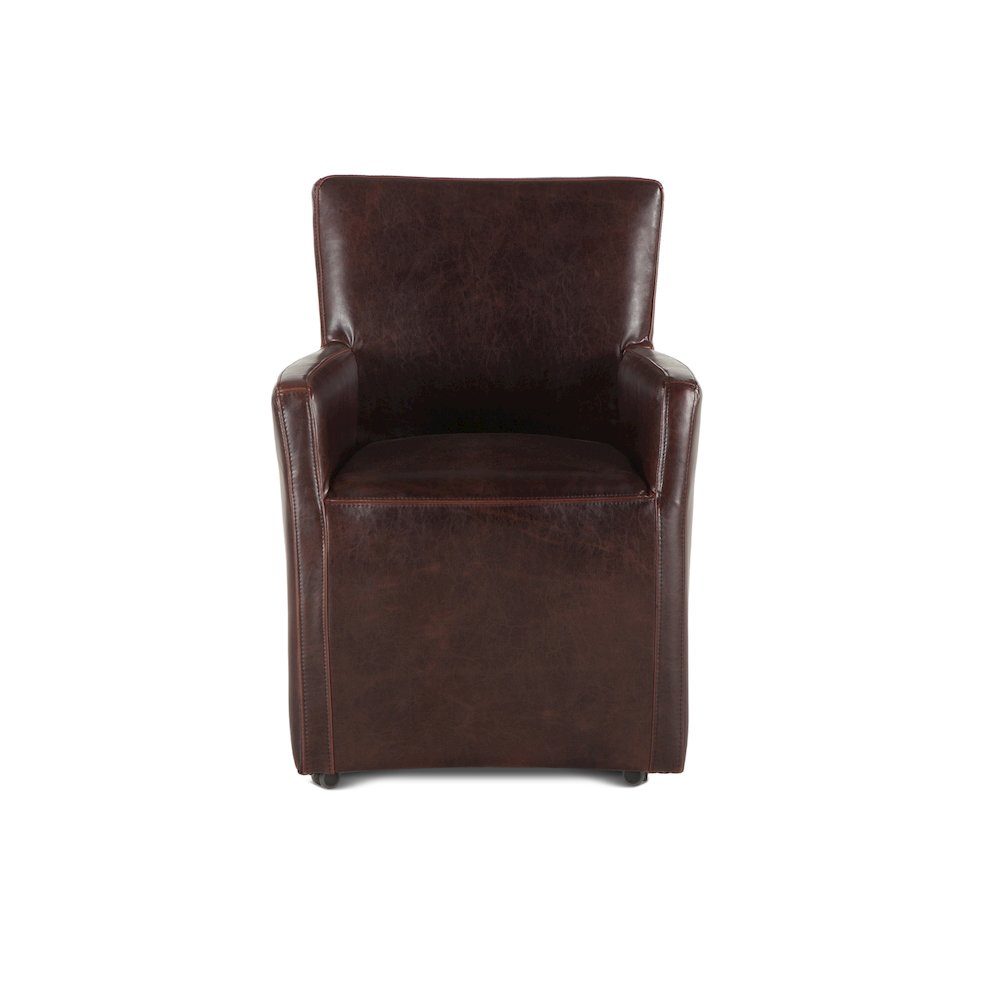 Lily Brown Leather Wheeled Armchair. Picture 4