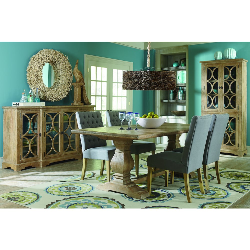 Pengrove 75-Inch Mango Wood Cabinet with Carved Lattice Work Doors. Picture 7