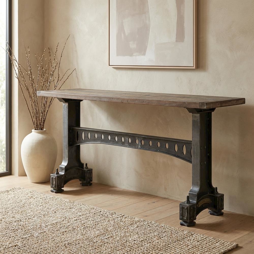 Rustic Industrial Console Table, Entryway Accent Table for Living Room,Gray. Picture 3