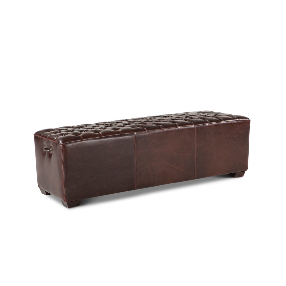 Arabella 58-Inch Leather Bench with Diamond Stitched Detailing. Picture 1