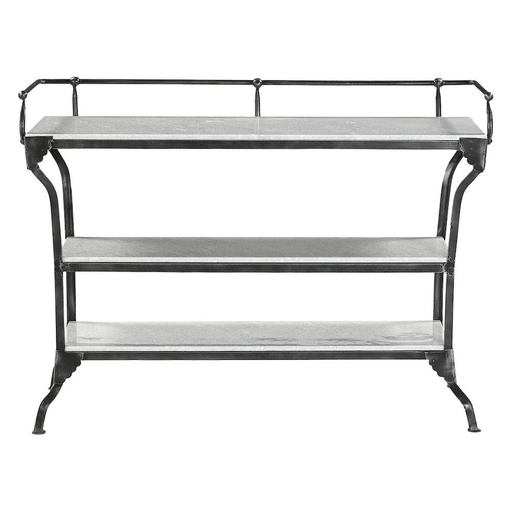 Calloway 50" Console Table with White Marble and Black Metal Base. Picture 4