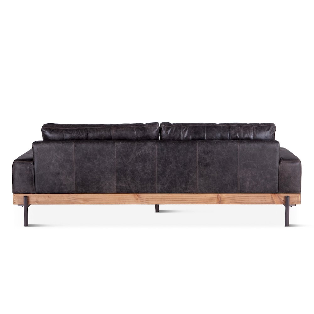 Chiavari Distressed Antique Ebony Leather Sofa. Picture 6