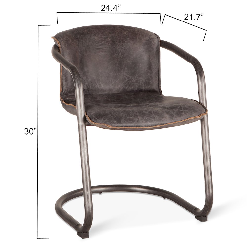Chiavari Distressed Antique Ebony Leather Dining Chairs - Set Of 2. Picture 2