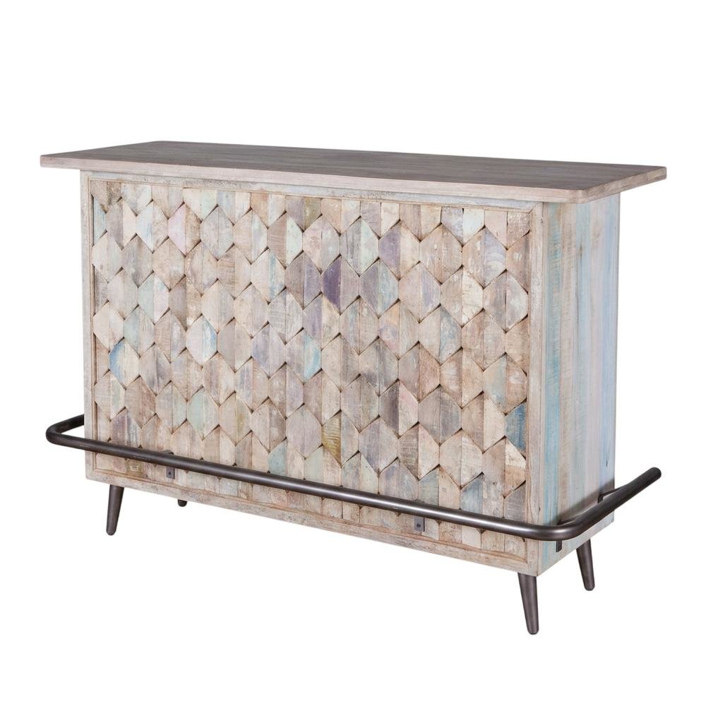 Reclaimed Wood Home Bar Cabinet with Drawers, Vintage Teal. Picture 5