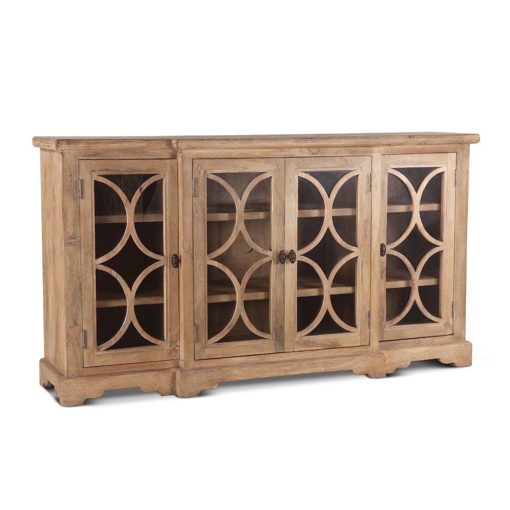 Pengrove 75-Inch Mango Wood Cabinet with Carved Lattice Work Doors. Picture 3