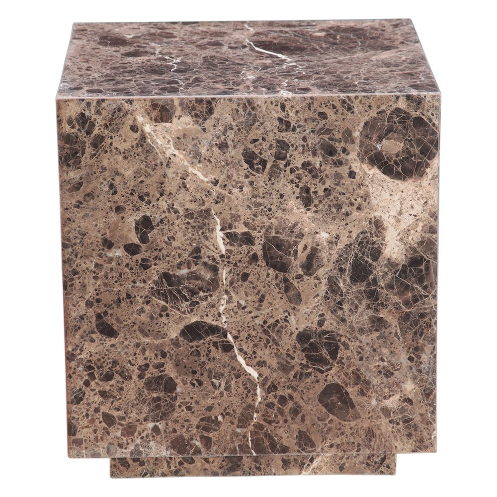 Giza 22" Drum Side Table in Dark Emperador Marble. Picture 3
