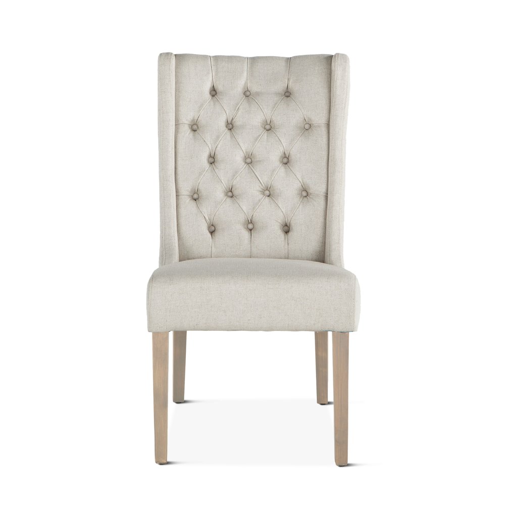 Chloe Off-White Linen Dining Chair With Napoleon Legs. Picture 8