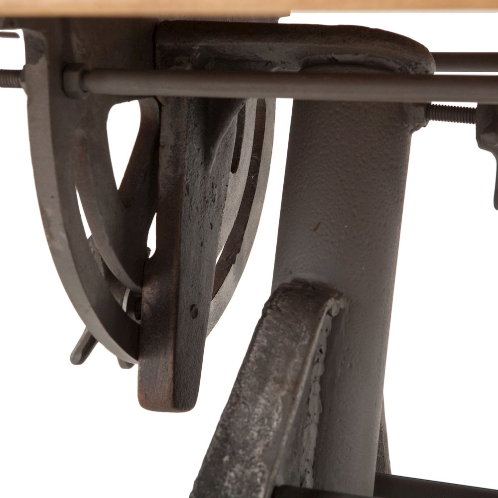 Artezia 62-Inch Reclaimed Teak Wood Drafting Desk with Adjustable Crank. Picture 7