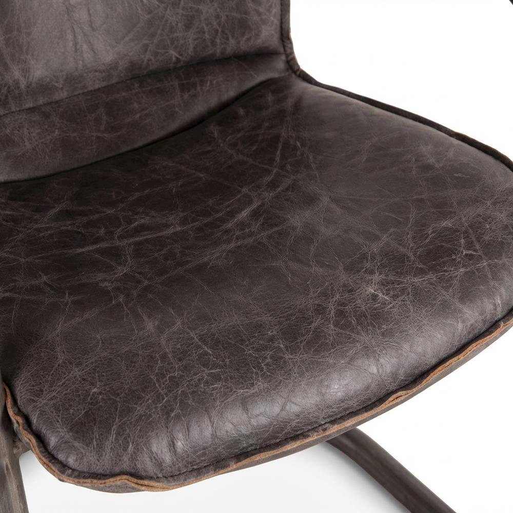 Leather Upholstered Dining Chair, Distressed Accent Chair for Dining Room,Black. Picture 6