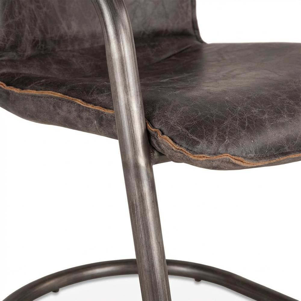 Leather Upholstered Dining Chair, Distressed Accent Chair for Dining Room,Black. Picture 7