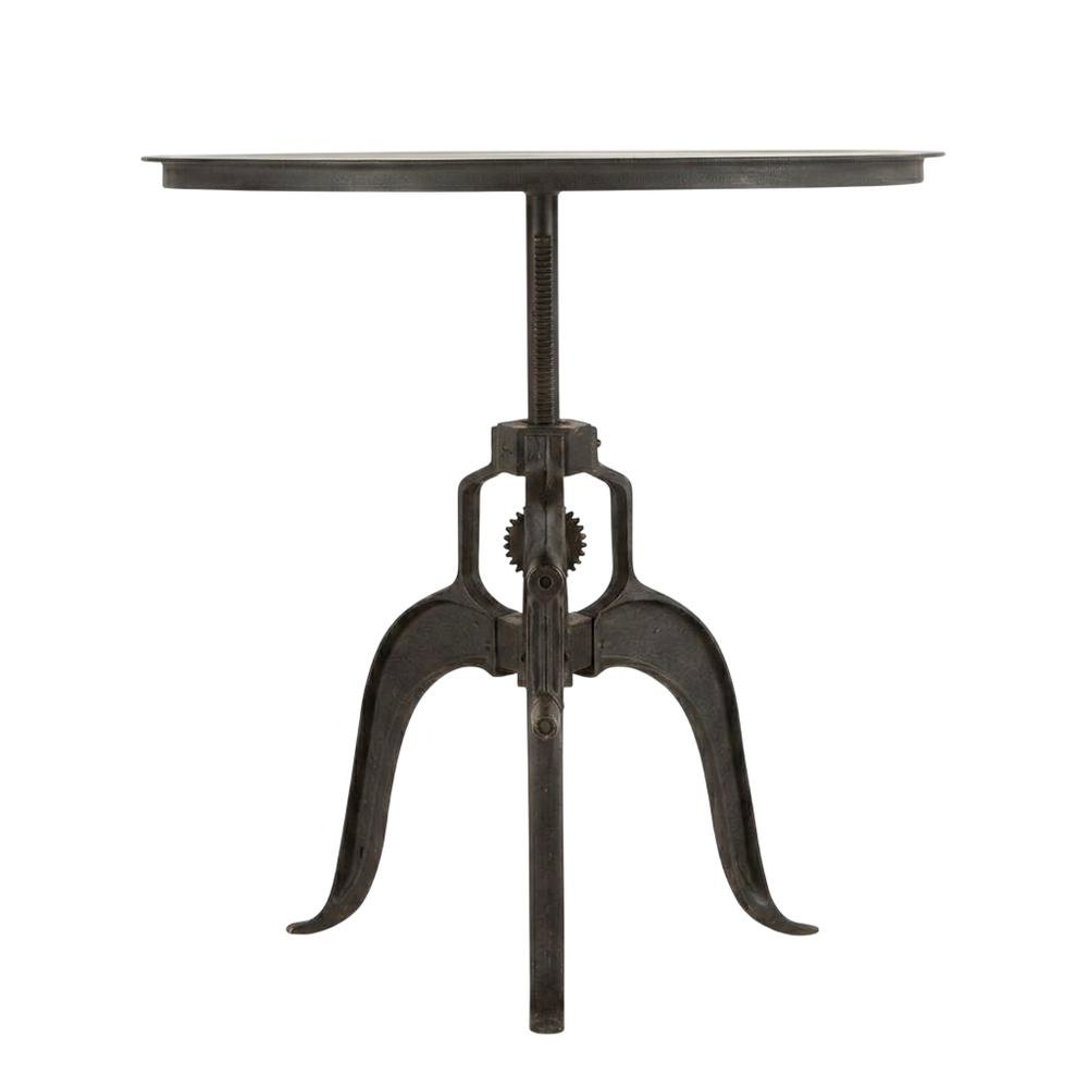 30 Inch Adjustable Height Crank Side Table, Industrial End Table, Matte Black. Picture 1