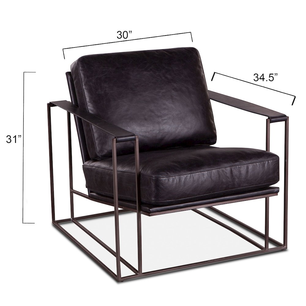 Portlando Black Leather Armchair. Picture 2