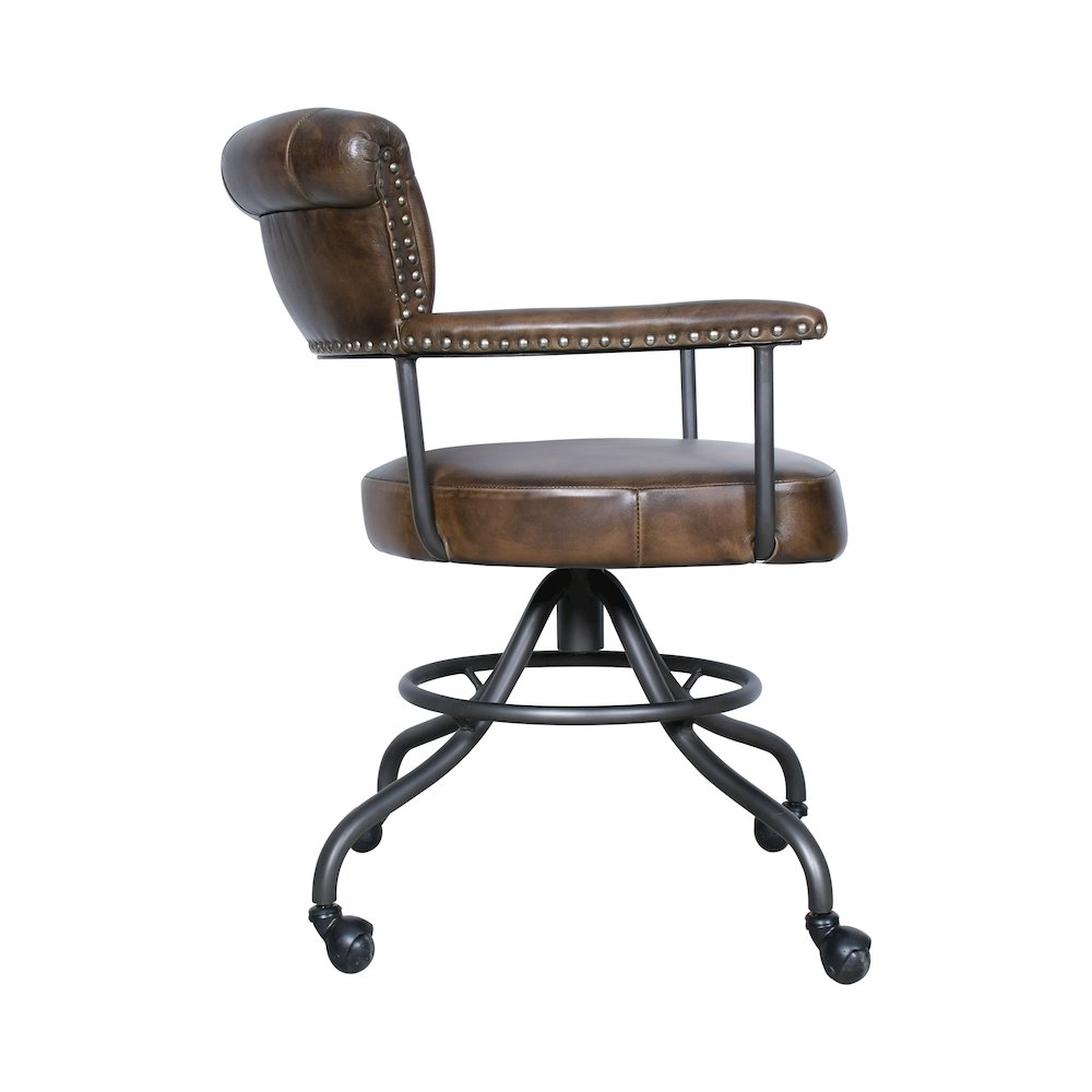 Brisbane Chesterfield Office Chair in Antique Whiskey Leather. Picture 6