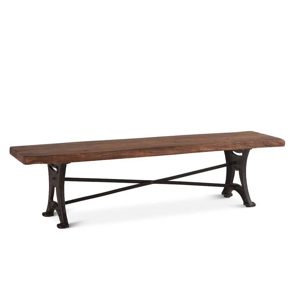 Blayne 90" Live Edge Bench in Acacia with Walnut Finish. Picture 1