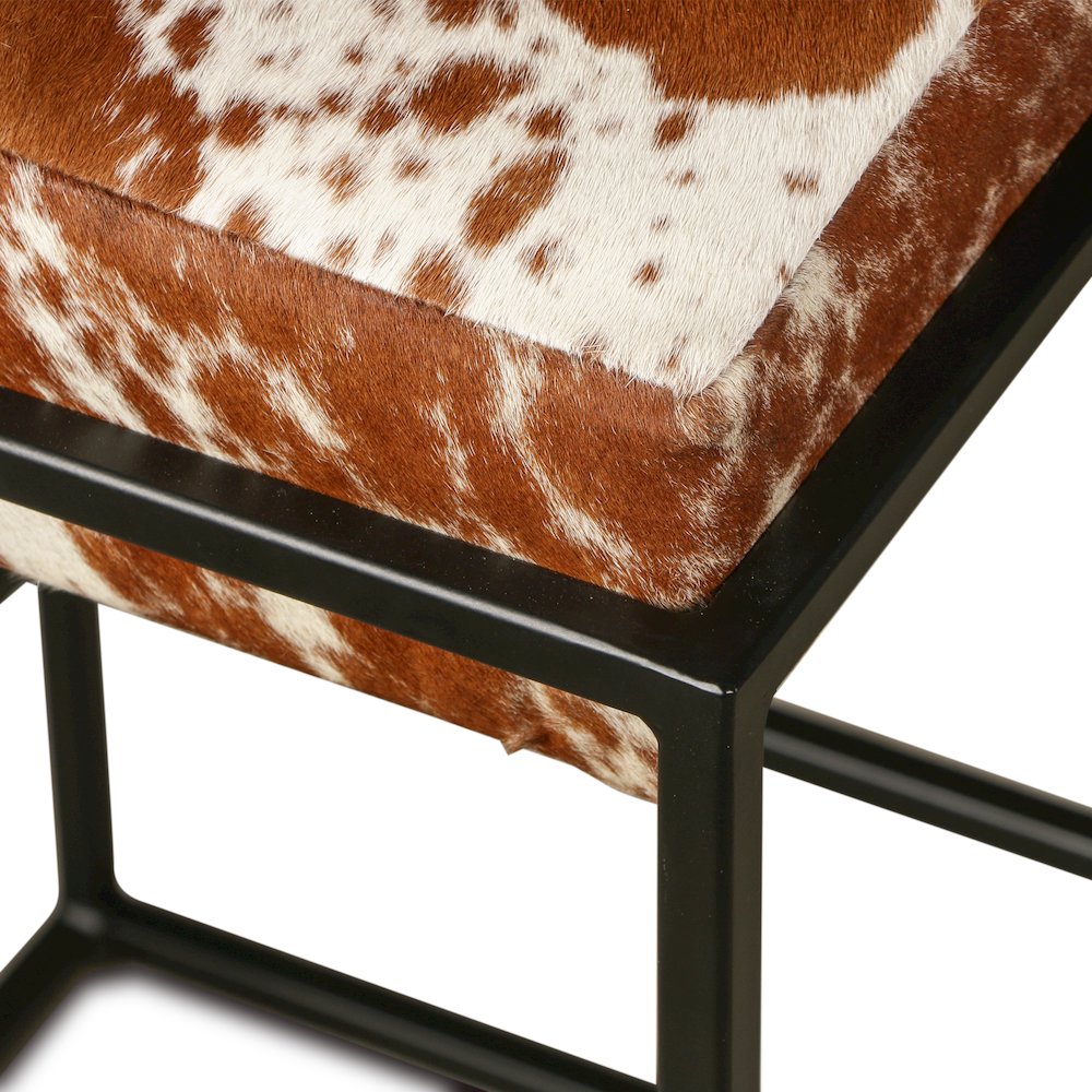 Melbourne 17" Iron and Brown Cowhide Leather Counter Stool. Picture 3