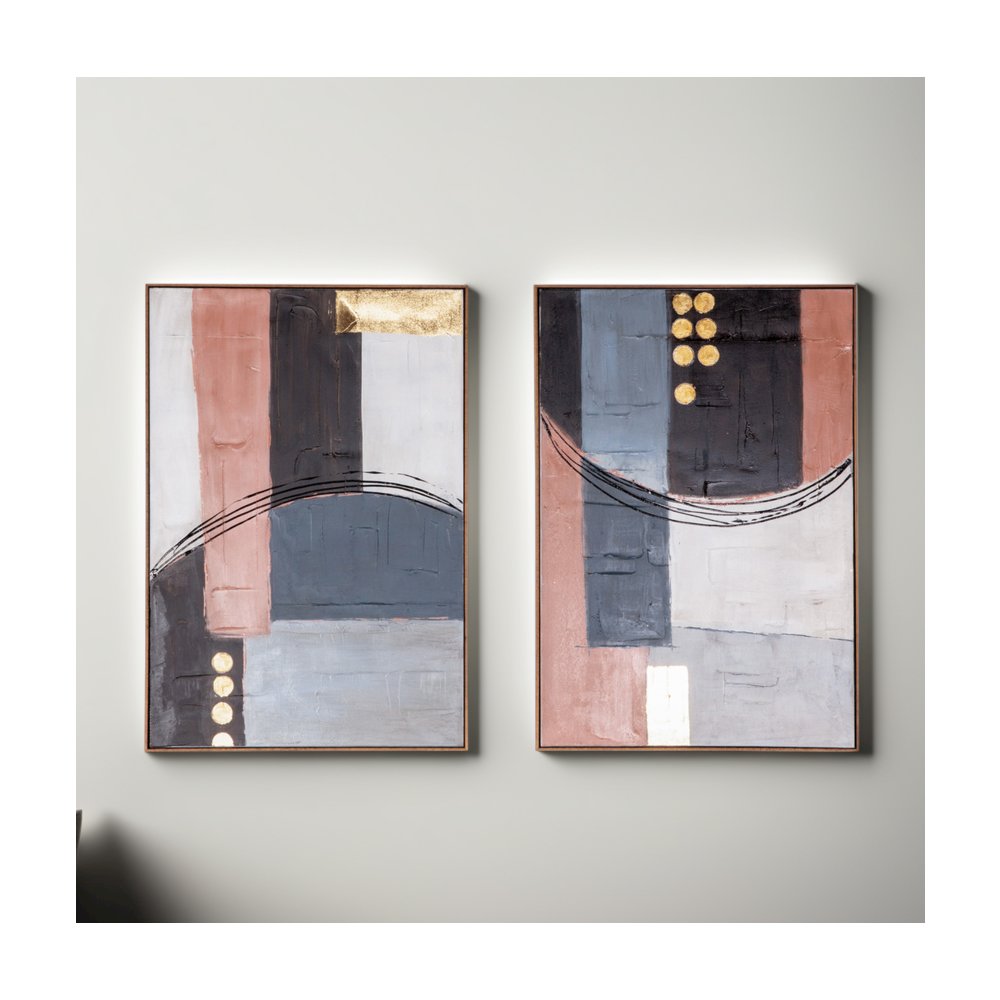 Abstract Horizons Hand Painted Framed Diptych. Picture 6