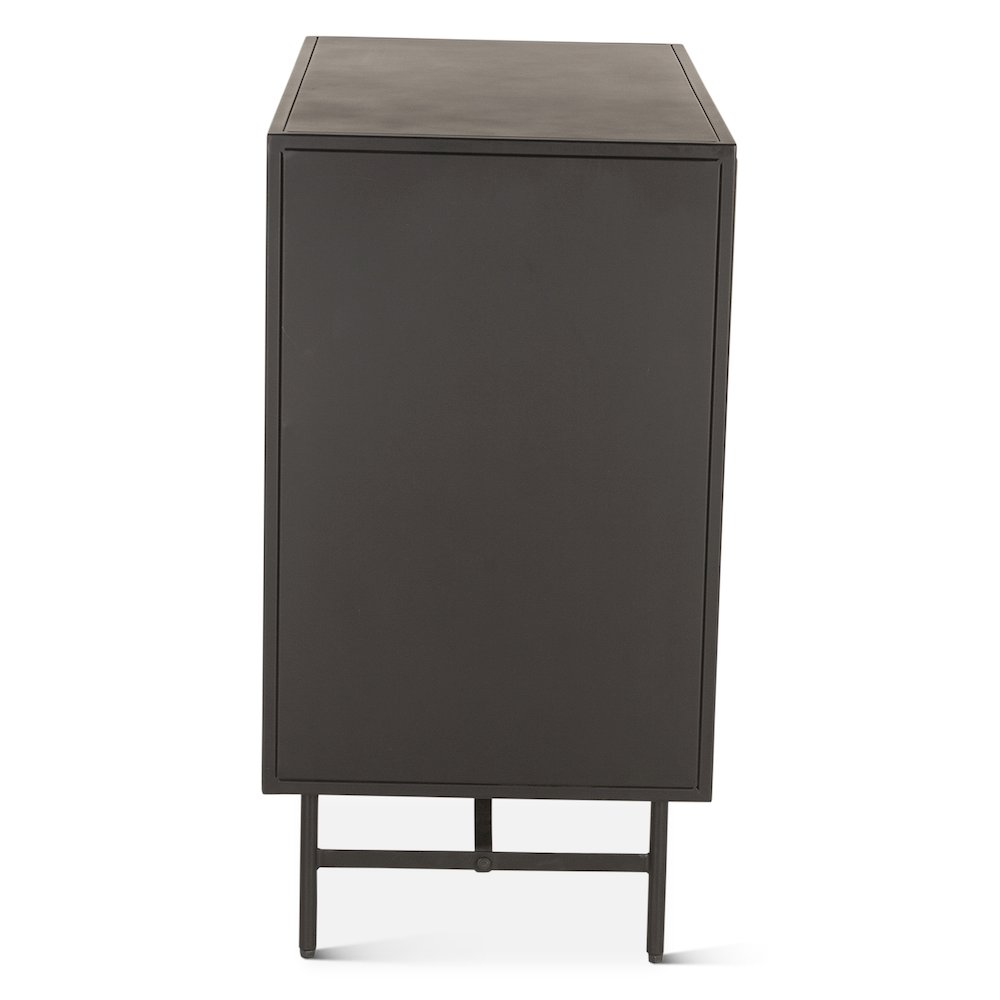 St. George 18" Side Table with Glass Top in Oxidized Black. Picture 5