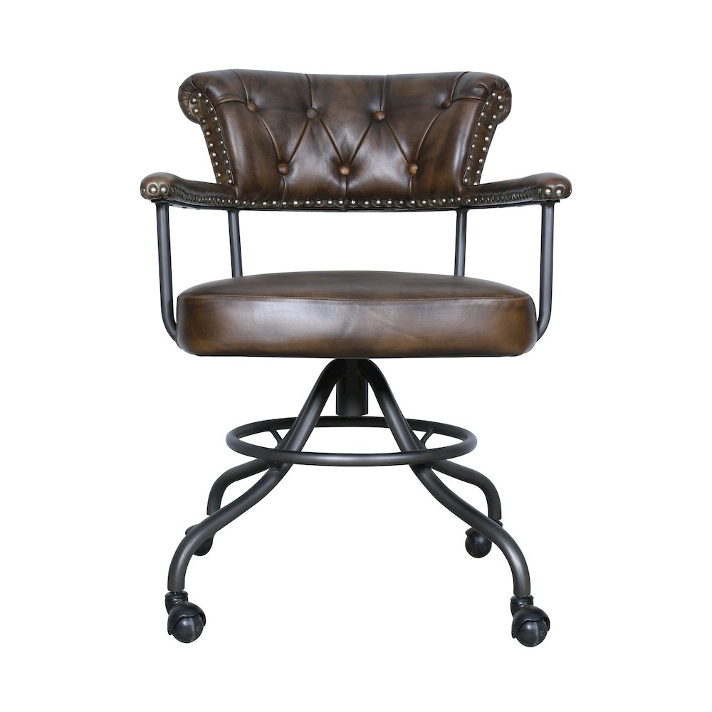 Brisbane Chesterfield Office Chair in Antique Whiskey Leather. Picture 1