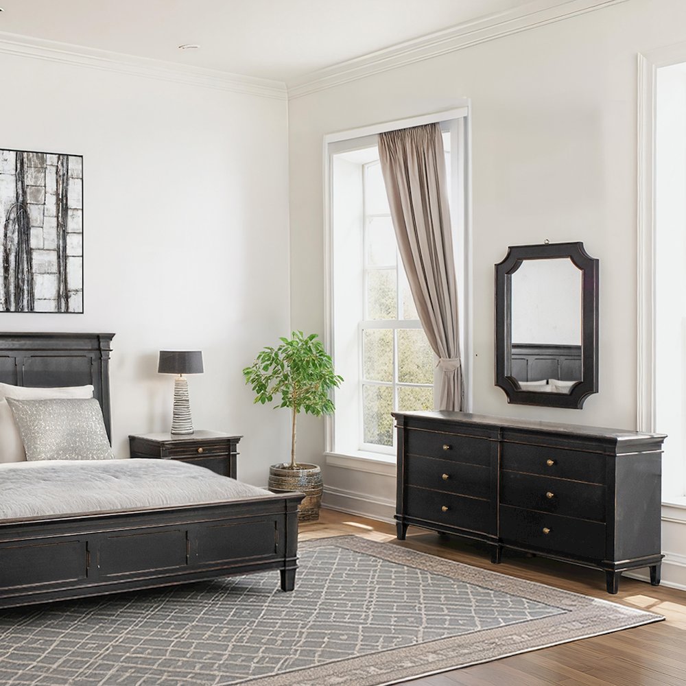 Trento 31" Mirror in Distressed Black. Picture 3