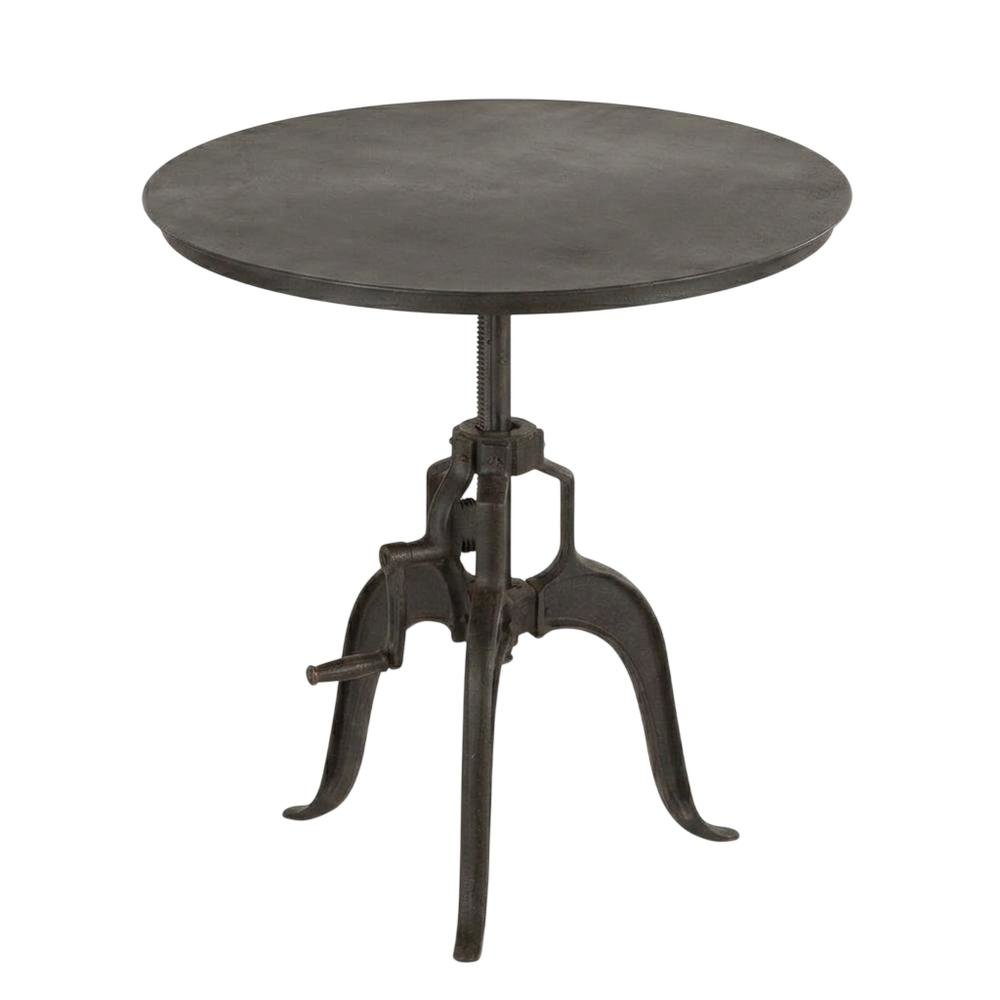 30 Inch Adjustable Height Crank Side Table, Industrial End Table, Matte Black. Picture 5